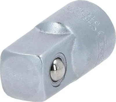 A close-up studio shot of a metal adapter.