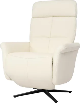 Produktbild von Relaxsessel MCW-L10, Design Fernsehsessel TV-Sessel Liegesessel, Liegefunktion drehbar, Voll-Leder creme-weiß
