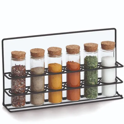 Produktbild von Zeller Gewürz-Aufbewahrungsbehälter-Set, Glas/Metall, 28,5x5x15 cm, 55 ml, transparent/schwarz
