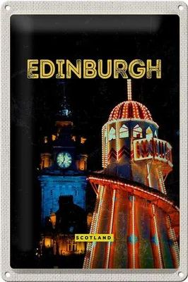 Produktbild von Blechschild Reise 20x30cm Edinburgh Scotland Nacht Lichter