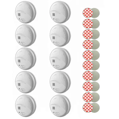 Produktbild von 10x Rauchmelder 85 dB Inkl. 9V Batterien und Magnet Halterungen Feuermelder
