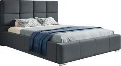 Produktbild von Polsterbett 200x200 Latis mit Bettkasten, Metall Lattenrost - Hersteller, Schlafzimmer, Doppelbett, Samtstoff Dunkelgrau