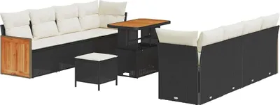 Immagine prodotto di vidaXL Set di divani da giardino con cuscini 12 pezzi Nero e crema in poly rattan