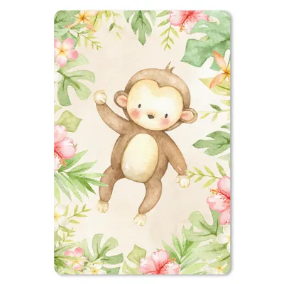 Produktbild von MuchoWow® Mauspad Mousepad Affe - Blumen - Pflanzen - Dschungel 40x60 cm - Mousepads - Maus Mat - Pad - Mausunterlage - Schreibtisch Accesoire