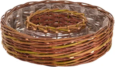Produktbild von Korbring Pflanzring rund aus Weide mit Folie Pflanzkorb Pflanzschale Blumenschal 30cm