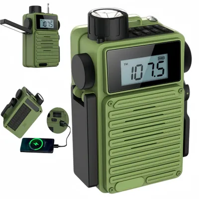 Produktbild von 6 in 1 Notfall-Solarradio, Bluetooth, TF-Karte/USB-Stick einsteckbar, FM/AM, Timer, 3600mAh, Powerbank, Taschenlampe, Survival, Camping, SOS-Alarm,MP3
