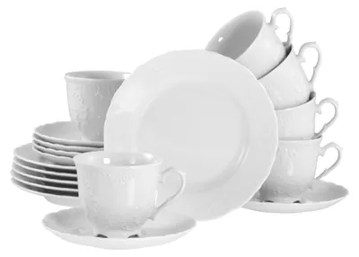 Obrázok produktu pre CreaTable, 12618, Rokoko White, kávový servis 18 ks, porcelán