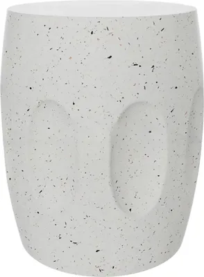 Immagine prodotto di Tavolino in cemento - Tavolino ovale - Calcestruzzo leggero - Moderno - Per soggiorno, balcone e giardino - Pronto per il montaggio - 34x46cm - Bianco