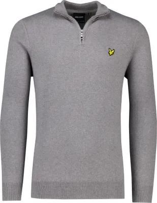 Produktbild von Lyle & Scott Pullover grau uni Halbzip Baumwolle