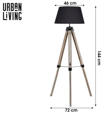 Image de Lampe "Oniro" avec trépied - Beige/Noir - D 46 x H 144 cm