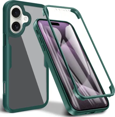 Produktbild von Schutzhülle für iPhone 16, Eingebautem Displayschutz 360 Grad Komplettschutz Handyhülle Grün