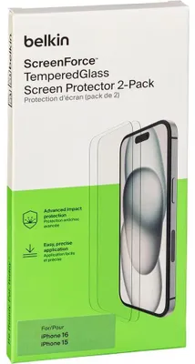 Immagine prodotto di 2x1 Belkin ScreenForce Temp.Gl. Displays. iPhone 16/15 OVA143zz