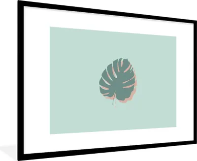 Produktbild von MuchoWow® Gerahmtes Poster Sommer - Monstera - Pastell 90x60 cm - Poster mit Schwarzem Bilderrahmen Wandposter Rahmen Foto Bilder - Wanddekoration - Fotos