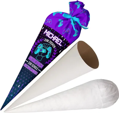 Produktbild von Ferocity, Schultüte mit Namen, 70 cm, Zuckertüte zur Einschulung, für Jungen – Born to Play [149]