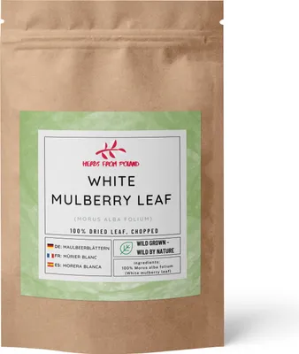 Produktbild von Herbs from Poland Weißes Maulbeerblätter - Getrocknet, Geschnitten - Natürliches Produkt ohne künstliche Zusätze - 200 g