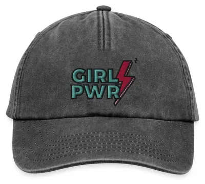 Produktbild von Spreadshirt Gestickter GIRL PWR Mit Blitz Für Mehr Power Vintage Cap, One size, Vintage Schwarz