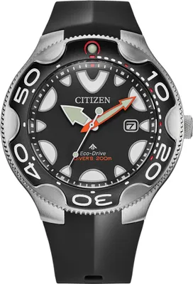 A close-up studio shot of a Citizen Promaster Orca Divers watch.