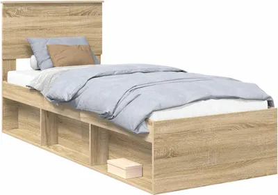 Immagine prodotto di vidaXL Struttura letto rovere Sonoma 75 x 190 cm Legno di pino massiccio