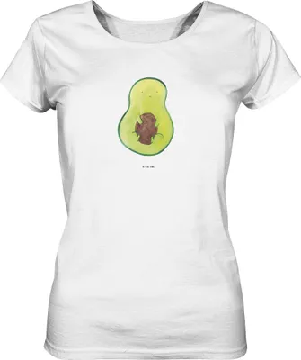 Produktbild von Mr. & Mrs. Panda Oberteil Damen Avocado Kern Größe S - Weiß - Geschenk, Frucht, Basic T-Shirt, Pflanze, Sommershirt, Spruch Leben, Baumwoll, shirt