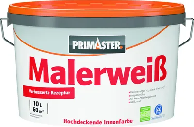 Produktbild von Primaster Wandfarbe Malerweiß konservierungsmittelfrei 10 L