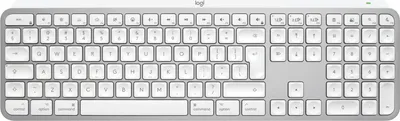 Produktbild von Logitech Master MX Keys S for Mac, Kabellos, RF Wireless + Bluetooth, Scherenschalter, QWERTY, LED, Aluminium, Weiß