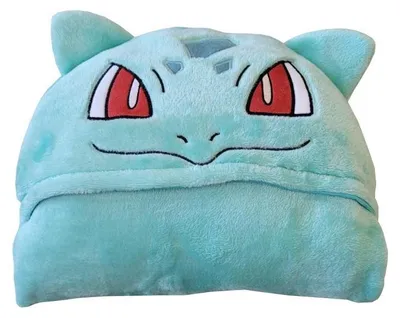 Imagen del producto de Manta de Pokémon con gorro, diseño de Bisasam, 120 x 150 cm