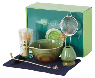 Obrázek produktu pro Sada na přípravu matcha, keramická miska, bambusová metlička, 7 kusů