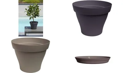 Produktbild von Poétic Pflanzgefäß ROMEO, rund, Durchm: 350 mm, grau-schwarz
