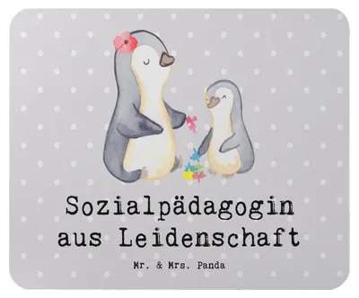 Produktbild von Mr. & Mrs. Panda Mousepad Sozialpädagogin Leidenschaft - Grau Pastell - Geschenk, mauspad pc, laptop, Mouse Pad, mousematte