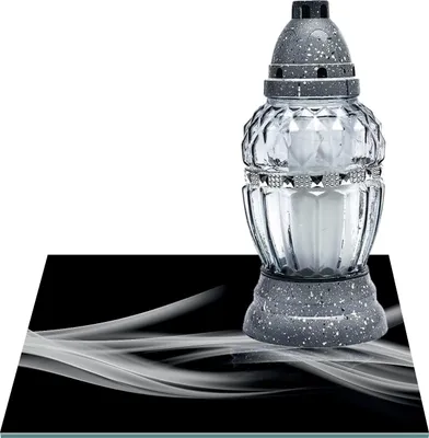 Zdjęcie produktu dla SZKLANA PODSTAWKA POD ZNICZE Z DEDYKACJĄ 40x40cm Dym 116h