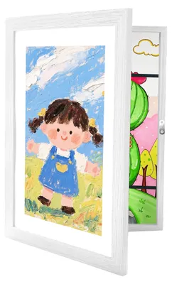 Obrázek produktu pro Relaxdays Dětský rámeček na fotografie A4, skládací, magnetický, rámeček na výměnné fotografie pro děti, 32 x 25,5 cm, MDF a akryl, bílý