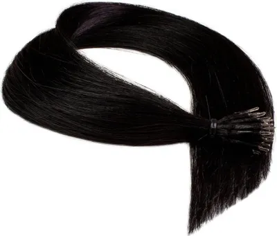 Produktbild von hair2heart Premium Nanoring Extensions Echthaar glatt - 25 Strähnen 1g 60cm 2/0 schwarz