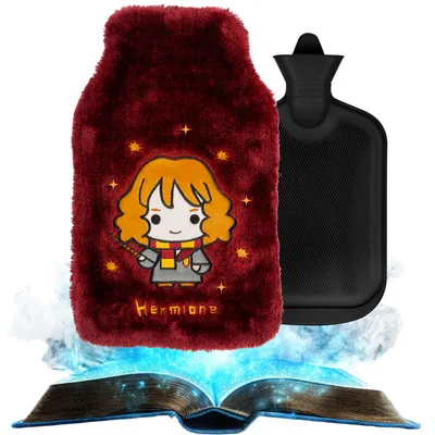Immagine prodotto di Grande borsa dell'acqua calda in gomma HARRY POTTER da 1,8 l di SOXO, borsa dell'acqua calda con fodera - Regali di Natale per donne, regalo per bambini