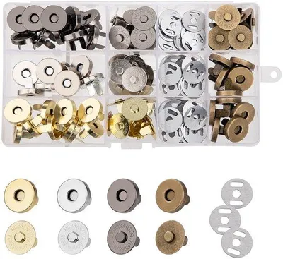 Zdjęcie produktu dla Guziki magnetyczne, opakowanie 40 sztuk, 18 mm, metaliczne, czarne, duże