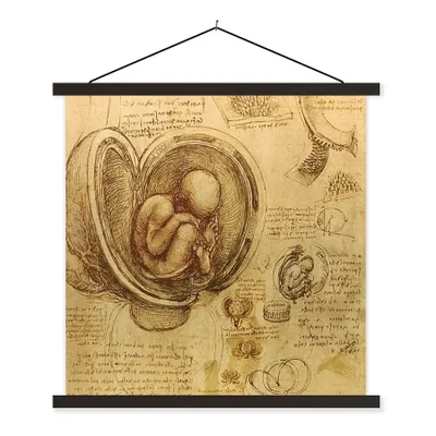 Produktbild von MuchoWow® Textilposter Leonardo da Vinci 90x90 cm mit schwarzem Rahmen - Magnetisches