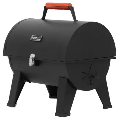 Produktbild von Tragbarer Holzkohlegrill, Campinggrill für Garten, Picknick, Klappgrill mit Holzgriffen, schwarz