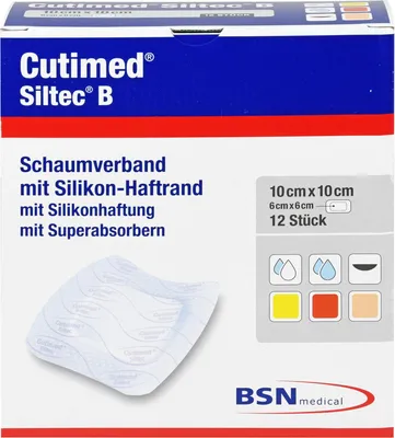 Produktbild von Cutimed Siltec B Schaumverb.10x10 cm m.Haftr. 12 St