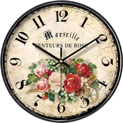 Productafbeelding van Tuinwandklok 30 cm, bloemenpatroon, plastic, voor woonkamer
