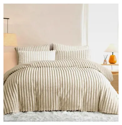 Produktbild von Kissenbezug 40x80 cm 2er Set Plüsch Biber Flanell Beige Winter