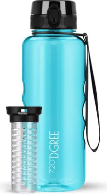 Image de Gourde uberBottle crystalClear avec récipient à fruits, 1 500 ml / Bleu ciel / 720°
