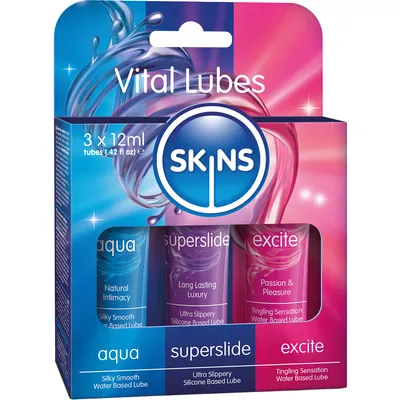 Produktbild von SKINS – VITAL LUBES KIT AQUA, SUPERSLIDE & EXCITE GLEITMITTEL 3 x 12 ML