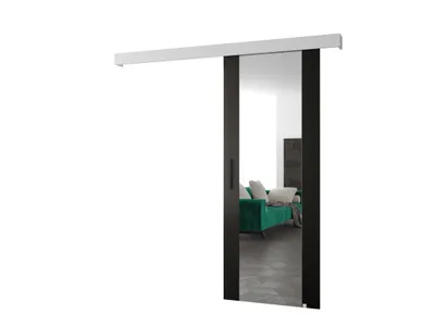 Obrázok produktu pre MOB, Posuvné dvere - 90 cm - Sharlene II (čierna matná + biela matná + čierna) (so zrkadlom)