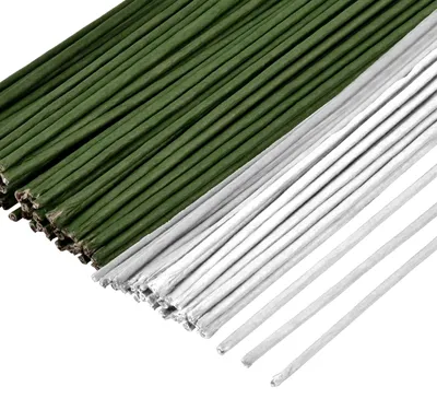 Blumendraht 40 Stück, 40 cm, 1 mm, weiß/schwarz-grün