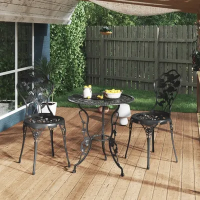 Produktbild von Für Garten HOMMIE,Bistro-Stühle 2er Set Aluminiumguss Schwarz - 150 kg belastbar,Gartensessel Esszimmerstühle(vom Hersteller)3293
