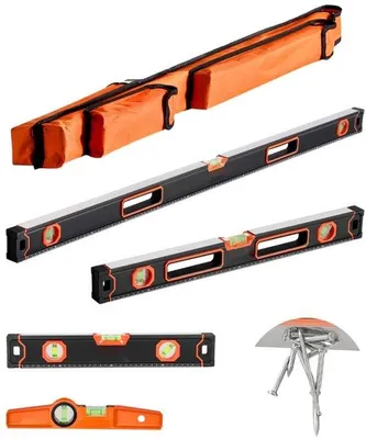 Image de Kit niveau à bulle Torpedo 4 pièces - 120/60/40/25cm Magnétique - Kit niveau à bulle avec nivelle
