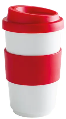 Zdjęcie produktu dla KAHLA Becher 0,40 l + Trinkdeckel + Banderole fillit cherry red 2DH183A44003C