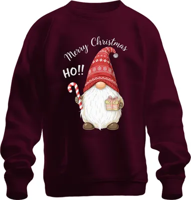 Zdjęcie produktu dla Wesołych Świąt HO!!! Christmas Gnome Candy Cane Hat Uni Bluza rozpinana, bordowy, XXL