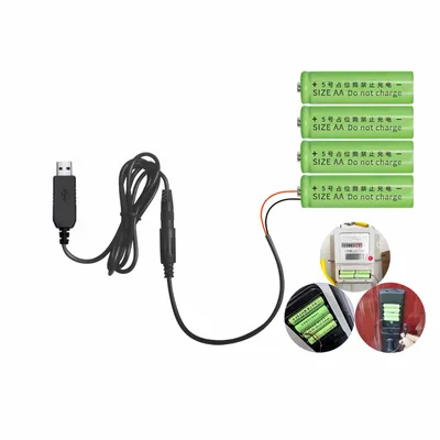 Produktbild von L55 USB AA Batterie Adapter 5V 100cm Stromversorgungskabel mit Dummy Batterie als Batterieersatz für LED Lichter Spielzeug Radio Messgeräte Dekoration