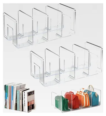 Produktbild von 2 Stück transparente Acryl-Regaltrenner für den Kleiderschrank, multifunktionaler Organizer für Büro und Schlafzimmer (32 x 15 x 13 cm)