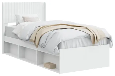 Produktbild von vidaXL Bettgestell mit Stauraum und Kopfteil Weiß 90 x 200 cm